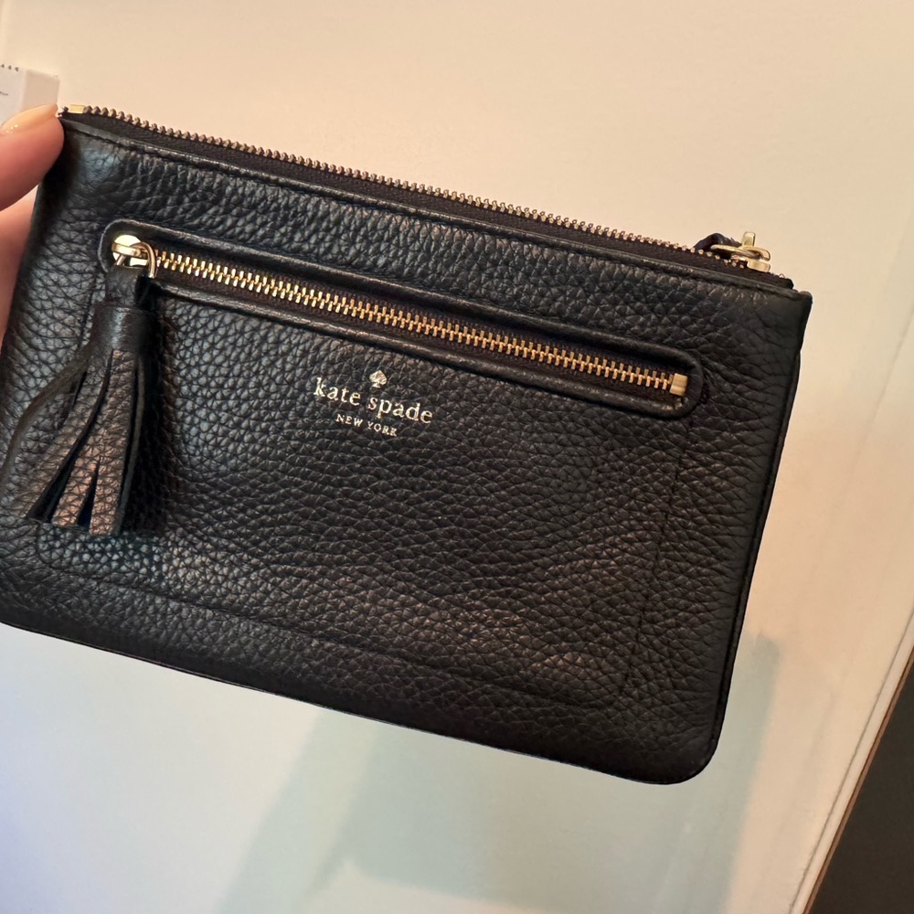 Kate Spade New York Black Pebbled Leather Wristlet